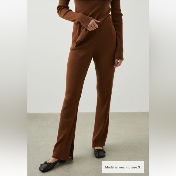 NWOT Rails Jules Ribbed Flare Cotton Silk Blend Pant in Fox size Large - Picture 4 of 16